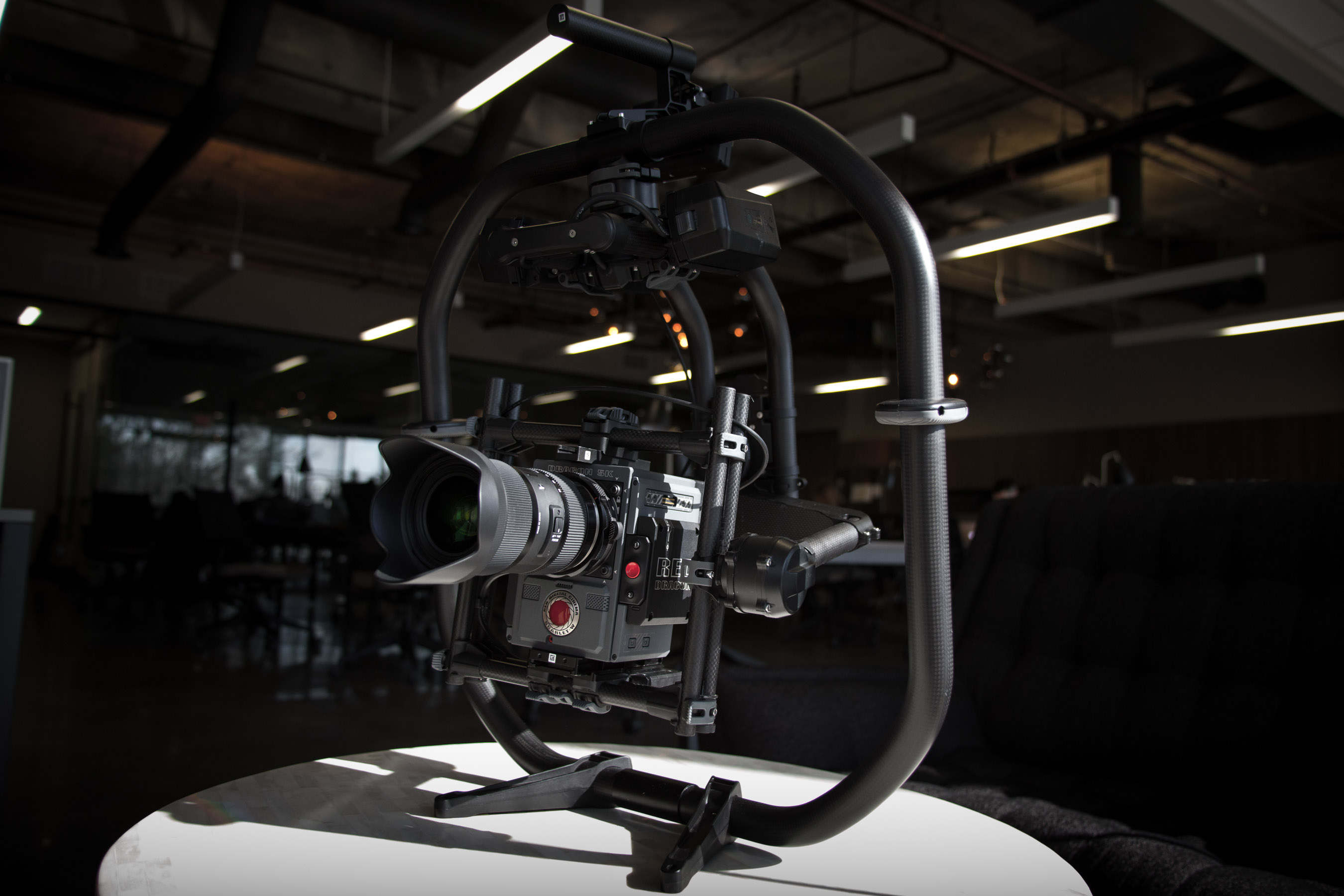 Red Digital Cinema Camera on Movi Pro at Video Production Company Office