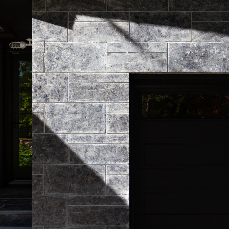 Product Photography of Polycor Natural Stone Veneer installed on a Residential Home in New Jersey