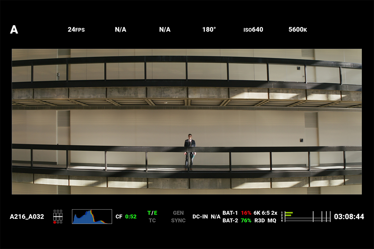Monitor screen from camera of Bell Works the real Lumon building from Severance.